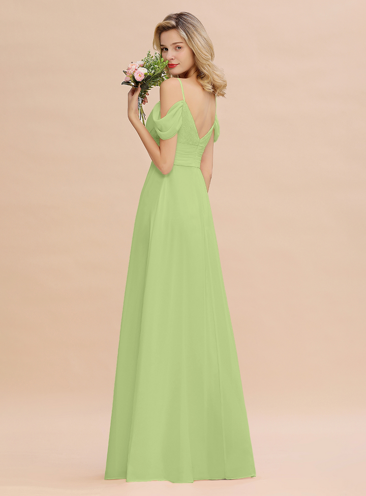 A-line Off-the-Shoulder Sweetheart Ruched Chiffon Floor-Length Dress-koscy