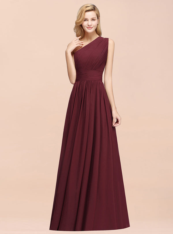 Koscy Stylish One-shoulder Sleeveless Long Junior Bridesmaid Dresses Affordable