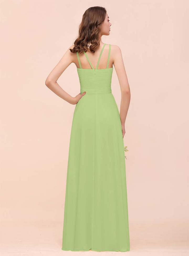 A-Line Sleeveless Chiffon Floor-Length Dress-koscy