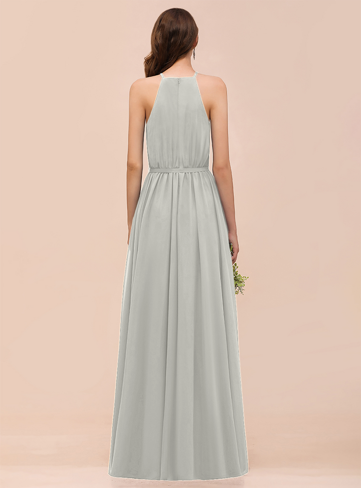 A-Line Sleeveless Chiffon Floor-Length Dress-koscy