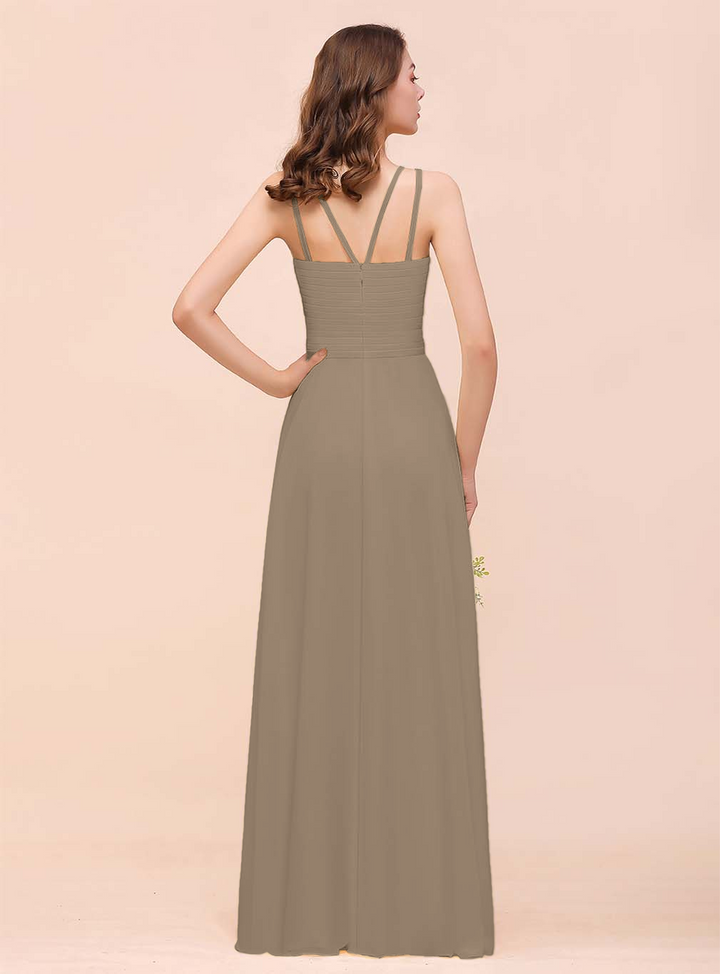 A-Line Sleeveless Chiffon Floor-Length Dress-koscy