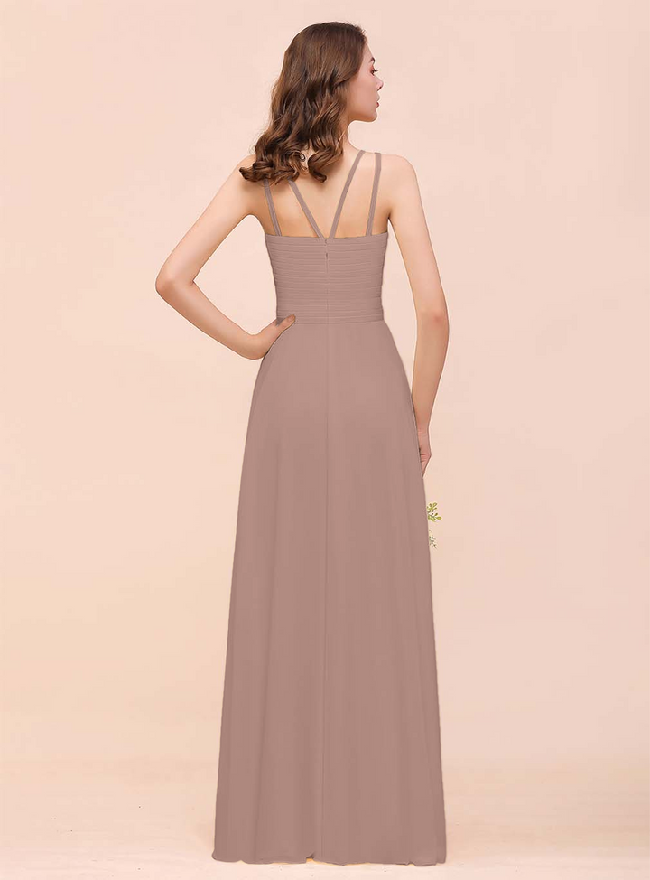 A-Line Sleeveless Chiffon Floor-Length Dress-koscy