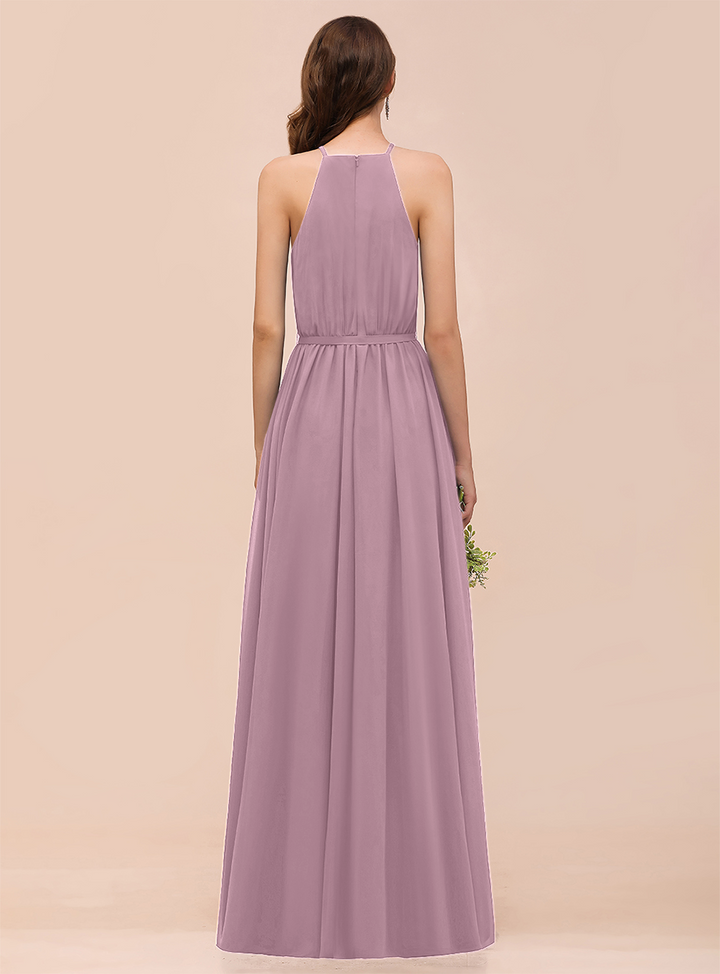 A-Line Sleeveless Chiffon Floor-Length Dress-koscy