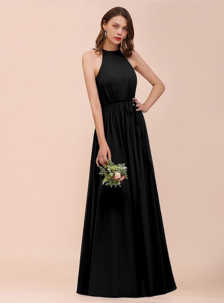 A-Line Sleeveless Chiffon Floor-Length Dress-koscy