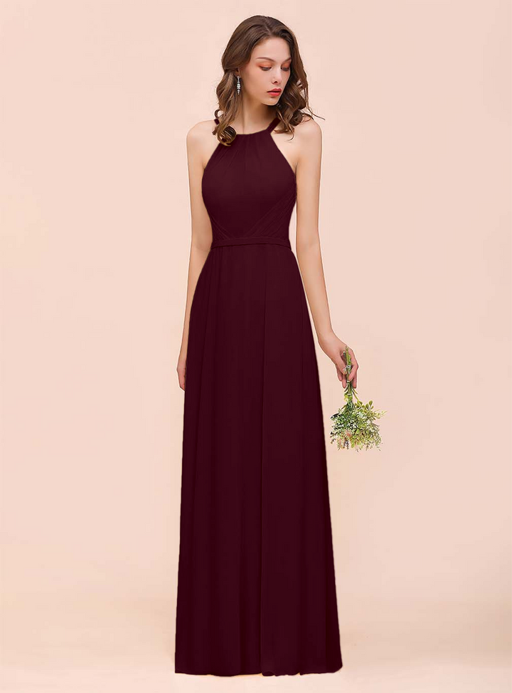 A-Line Sleeveless Chiffon Floor-Length Dress-koscy