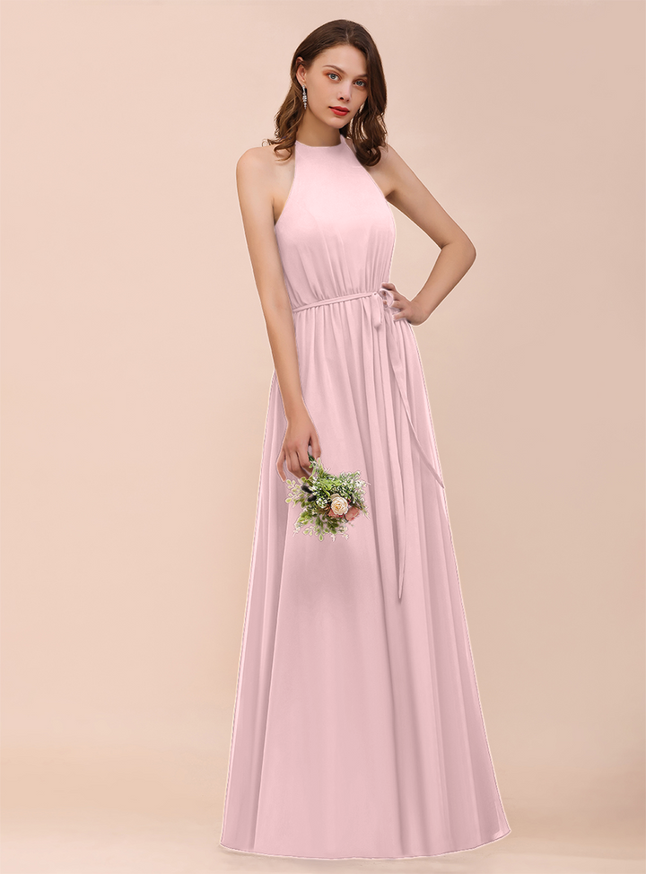 A-Line Sleeveless Chiffon Floor-Length Dress-koscy