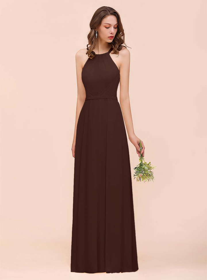 A-Line Sleeveless Chiffon Floor-Length Dress-koscy