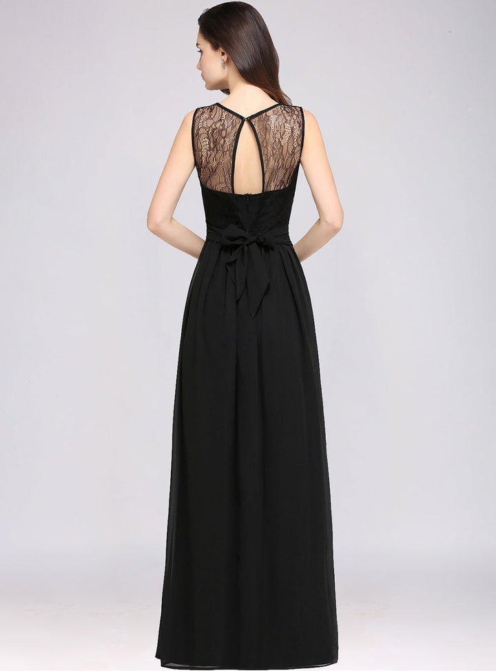 A-line Sleeveless Chiffon Floor-Length Dress-koscy