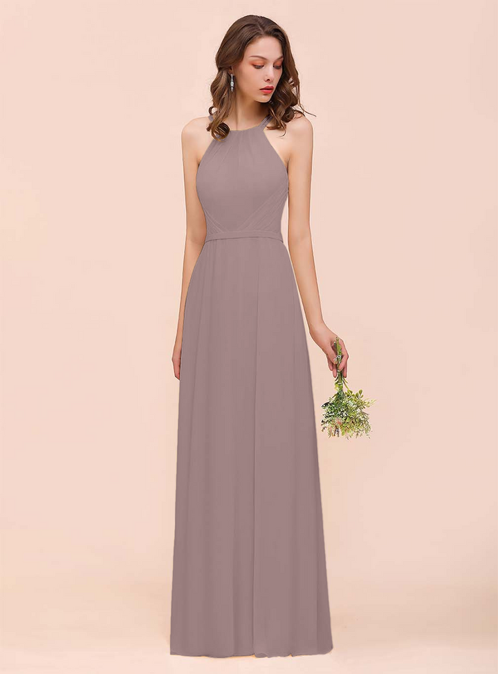 A-Line Sleeveless Chiffon Floor-Length Dress-koscy