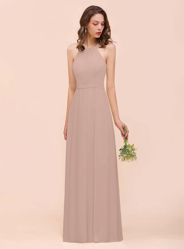 A-Line Sleeveless Chiffon Floor-Length Dress-koscy