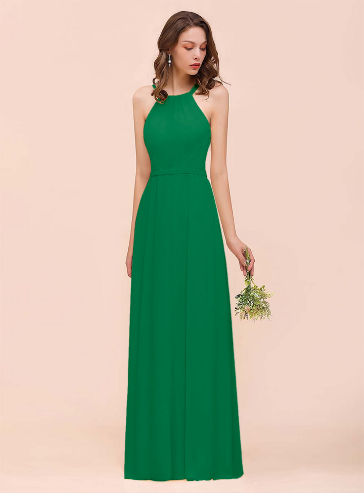 A-Line Sleeveless Chiffon Floor-Length Dress-koscy