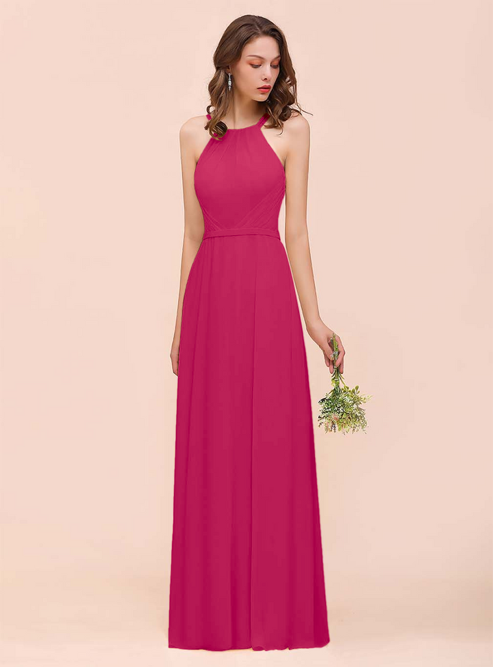 A-Line Sleeveless Chiffon Floor-Length Dress-koscy