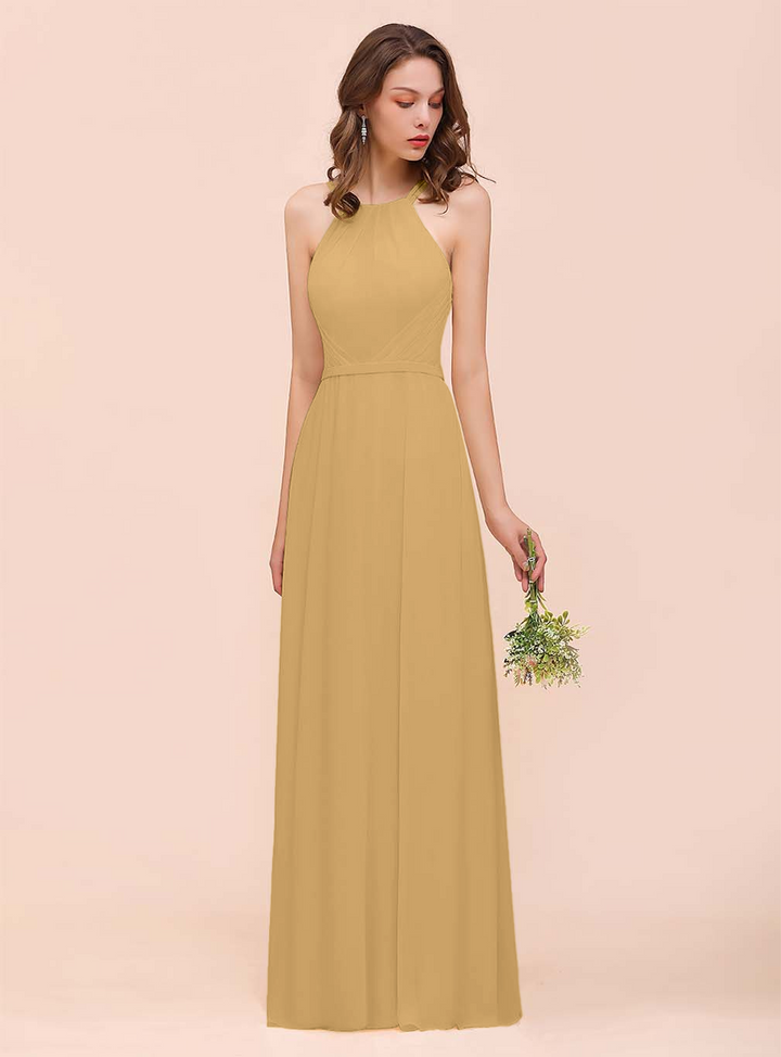 A-Line Sleeveless Chiffon Floor-Length Dress-koscy