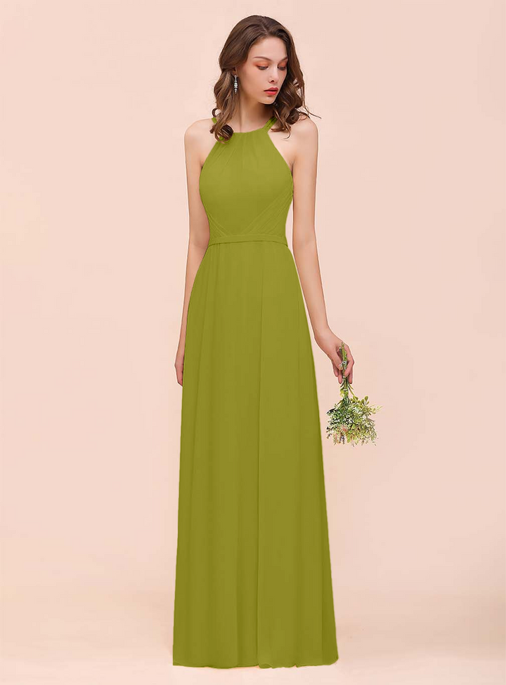 A-Line Sleeveless Chiffon Floor-Length Dress-koscy