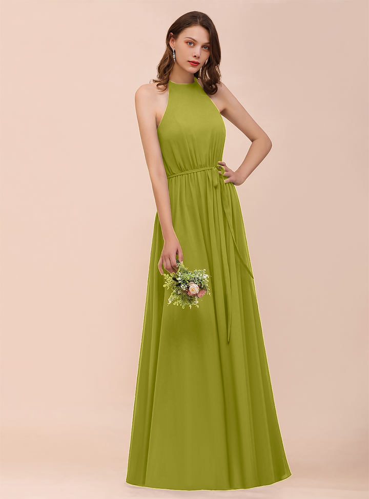 A-Line Sleeveless Chiffon Floor-Length Dress-koscy