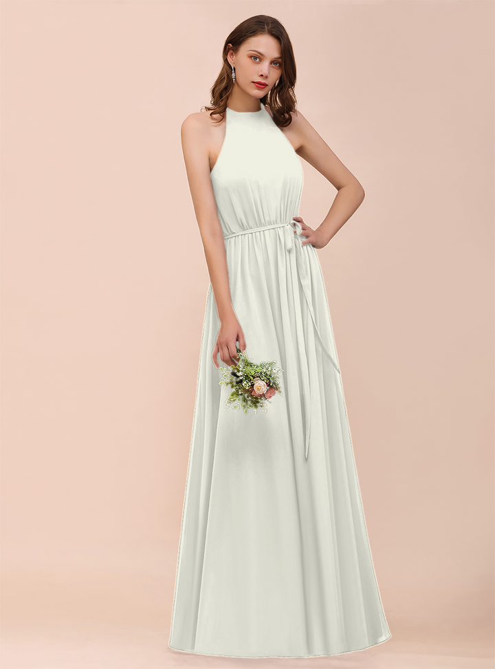 A-Line Sleeveless Chiffon Floor-Length Dress-koscy