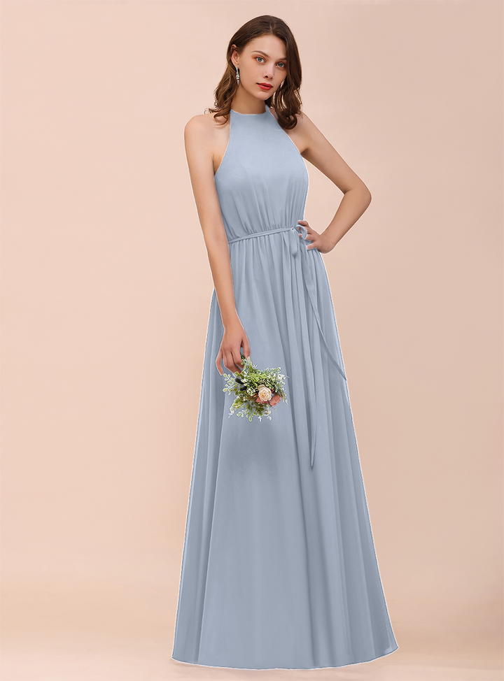 A-Line Sleeveless Chiffon Floor-Length Dress-koscy