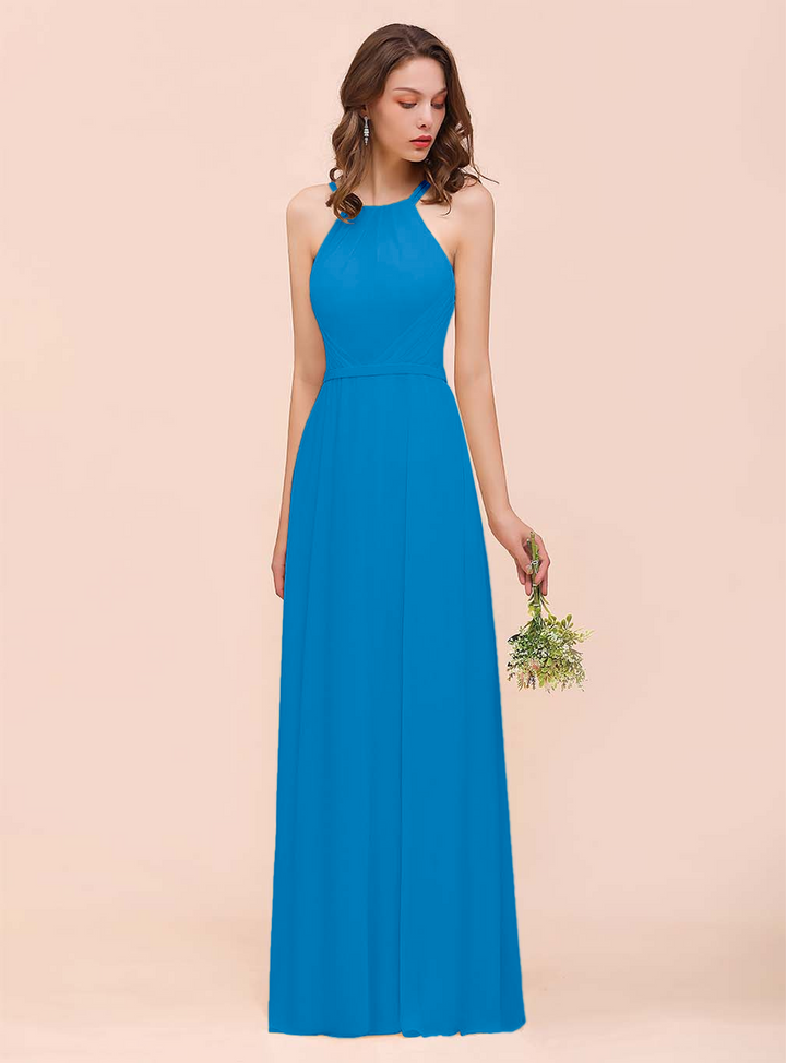 A-Line Sleeveless Chiffon Floor-Length Dress-koscy