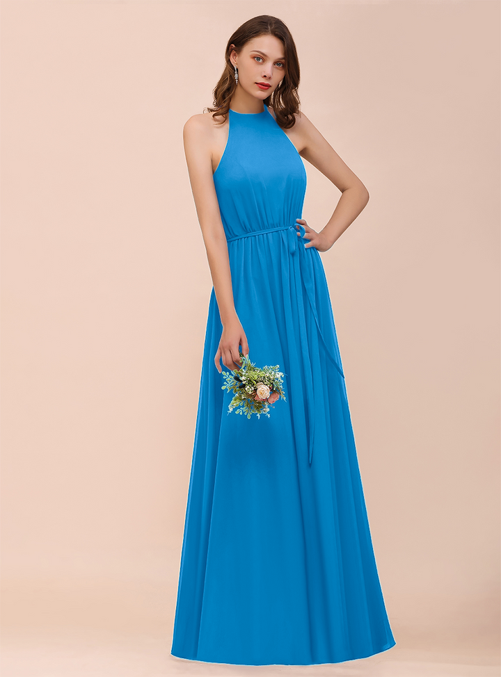 A-Line Sleeveless Chiffon Floor-Length Dress-koscy