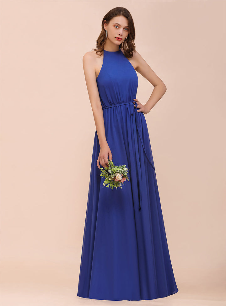 A-Line Sleeveless Chiffon Floor-Length Dress-koscy