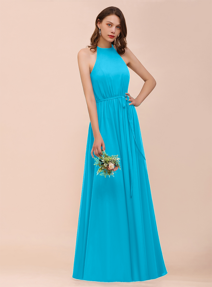 A-Line Sleeveless Chiffon Floor-Length Dress-koscy