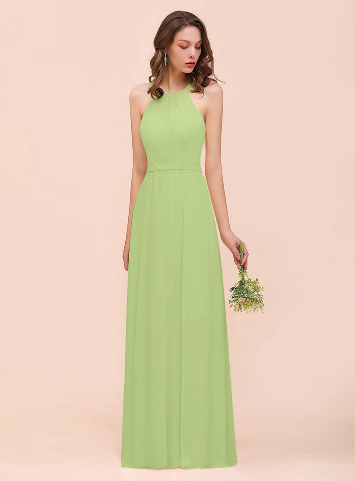 A-Line Sleeveless Chiffon Floor-Length Dress-koscy