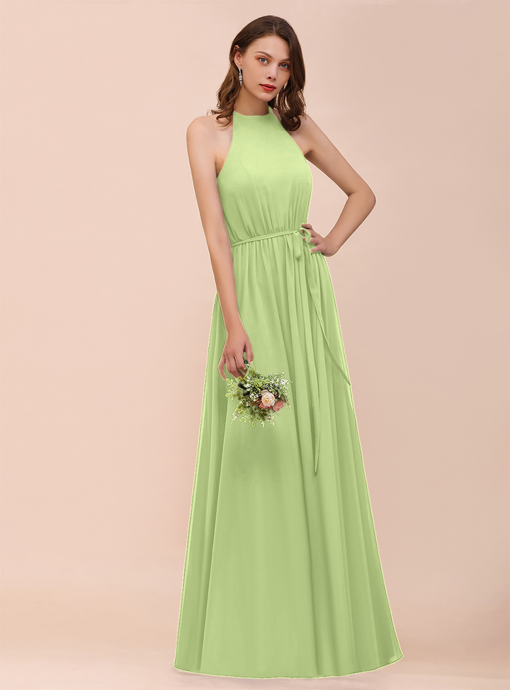 A-Line Sleeveless Chiffon Floor-Length Dress-koscy