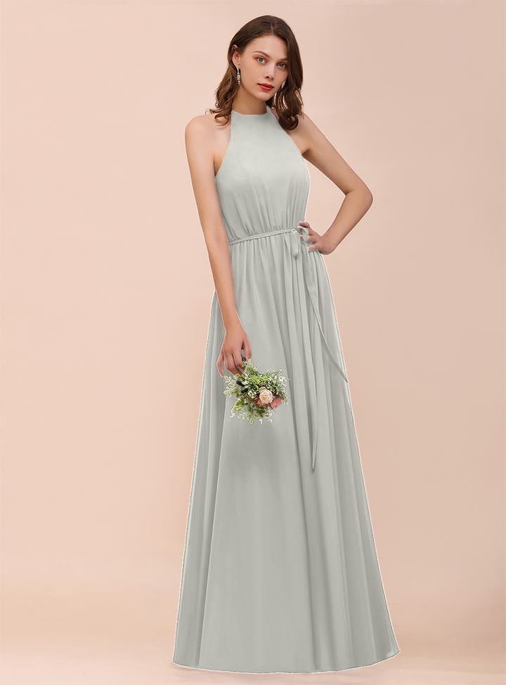 A-Line Sleeveless Chiffon Floor-Length Dress-koscy