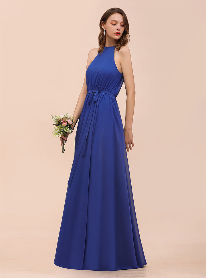 A-Line Sleeveless Chiffon Floor-Length Dress-koscy