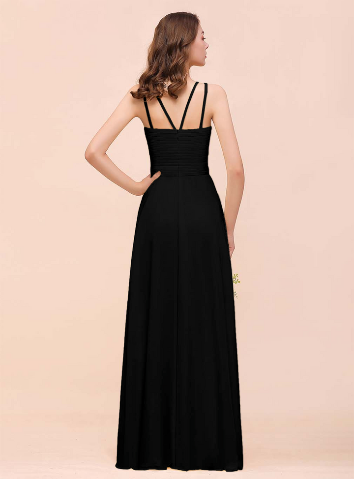 A-Line Sleeveless Chiffon Floor-Length Dress-koscy