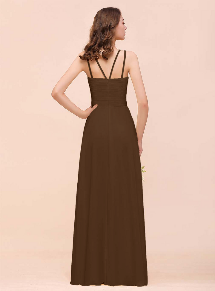 A-Line Sleeveless Chiffon Floor-Length Dress-koscy