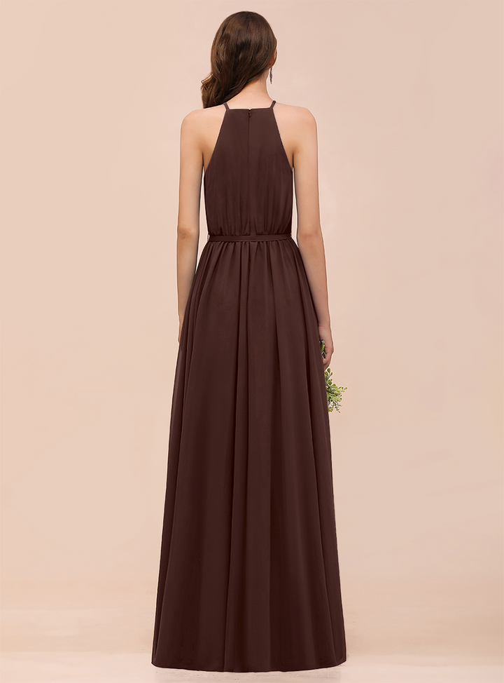 A-Line Sleeveless Chiffon Floor-Length Dress-koscy