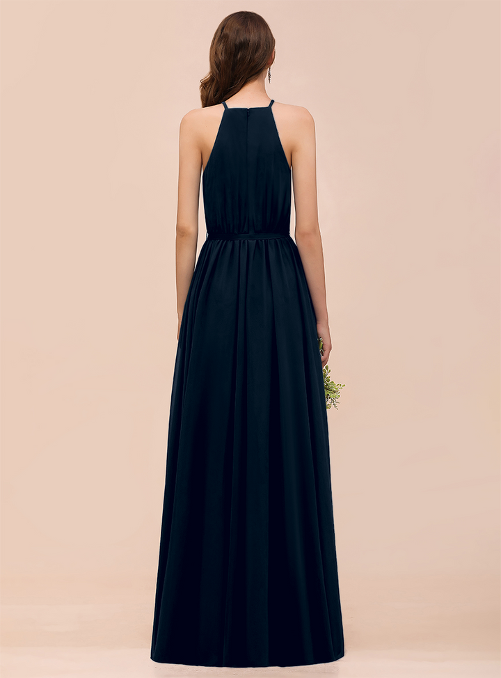 A-Line Sleeveless Chiffon Floor-Length Dress-koscy