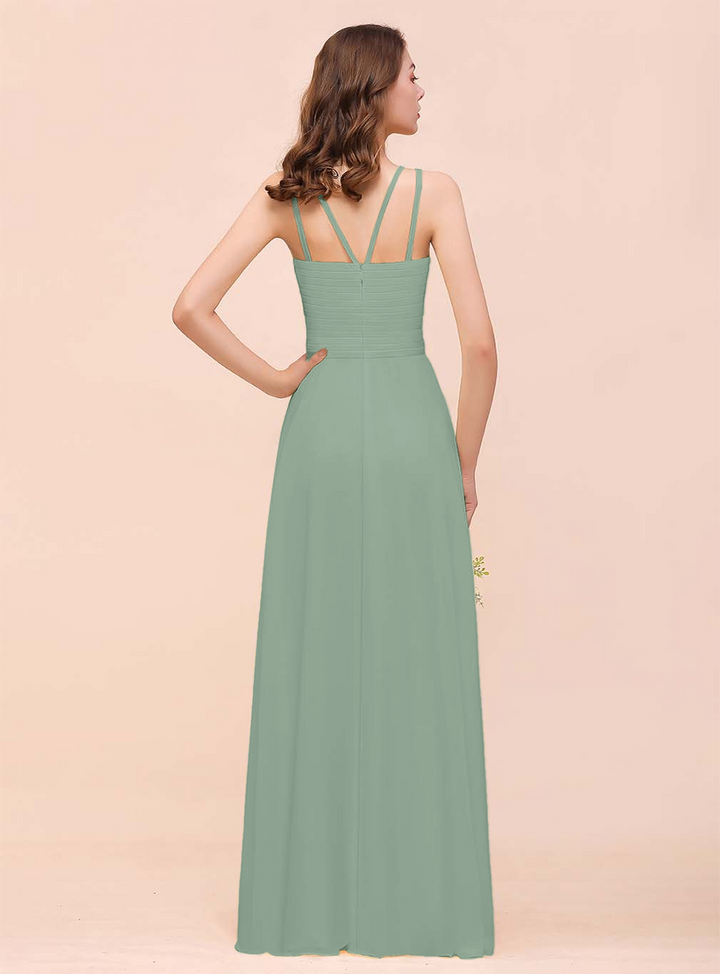 A-Line Sleeveless Chiffon Floor-Length Dress-koscy