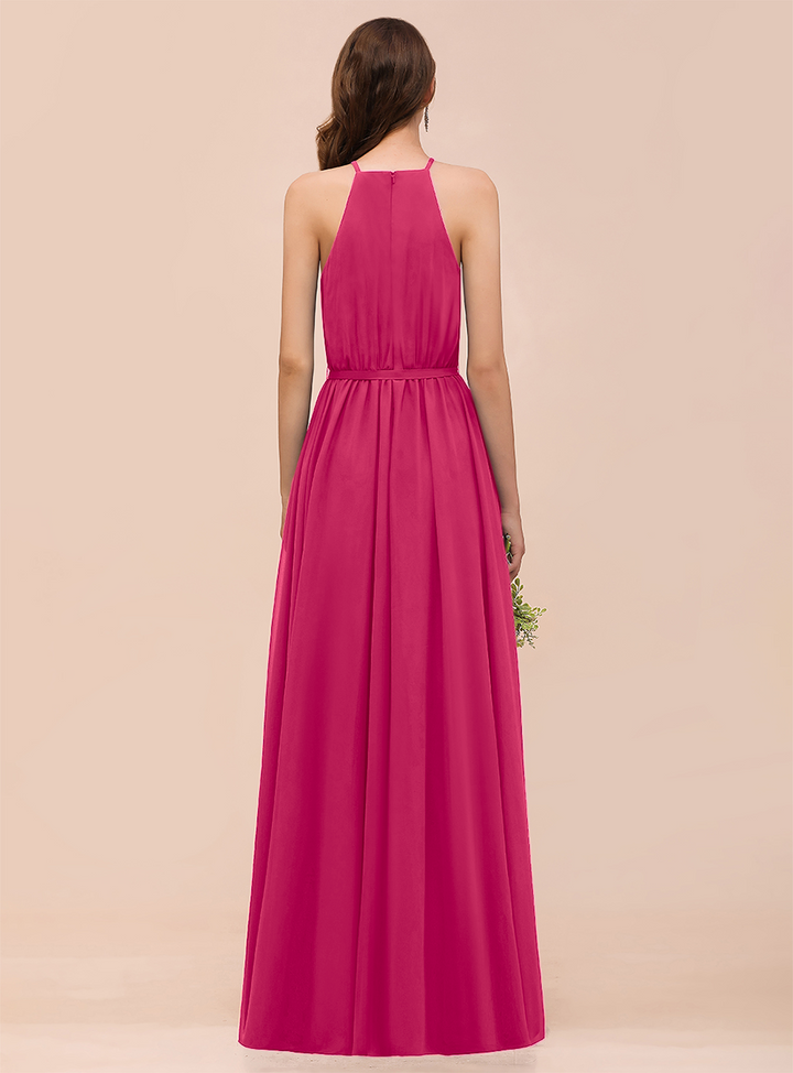 A-Line Sleeveless Chiffon Floor-Length Dress-koscy