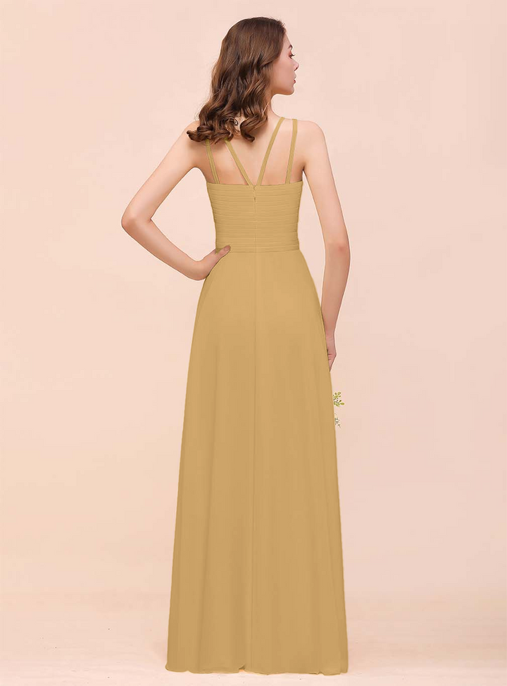 A-Line Sleeveless Chiffon Floor-Length Dress-koscy