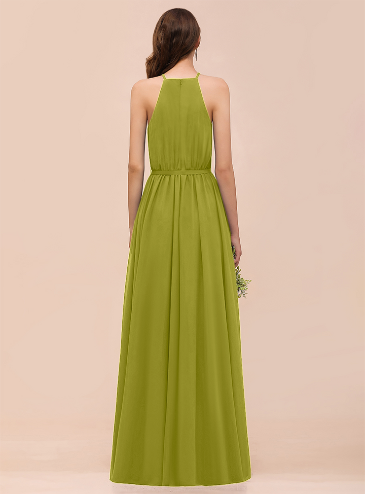 A-Line Sleeveless Chiffon Floor-Length Dress-koscy