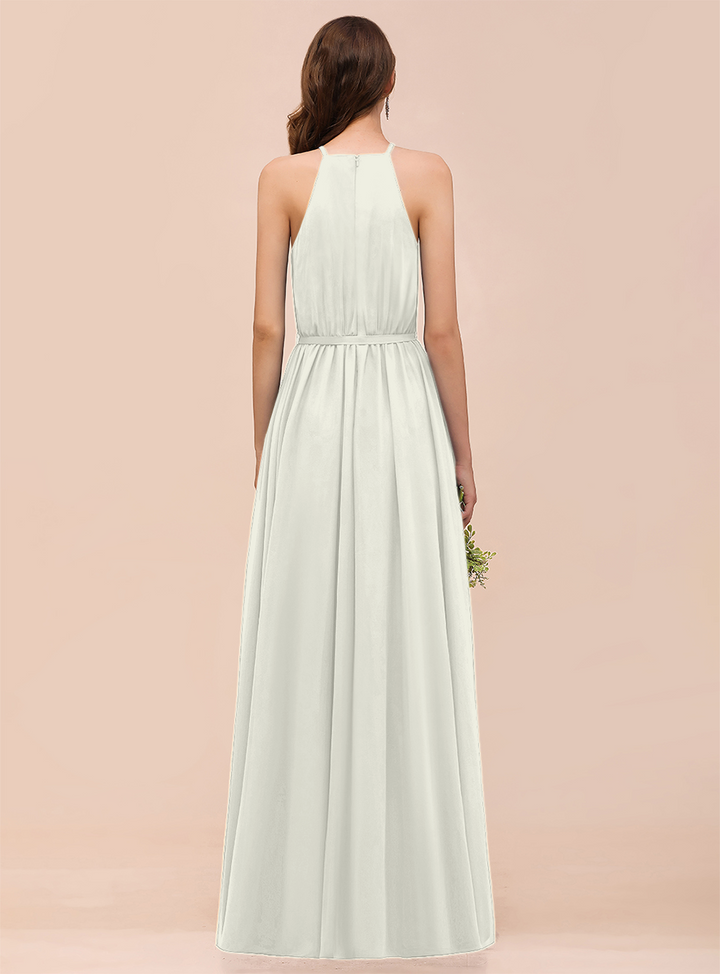 A-Line Sleeveless Chiffon Floor-Length Dress-koscy