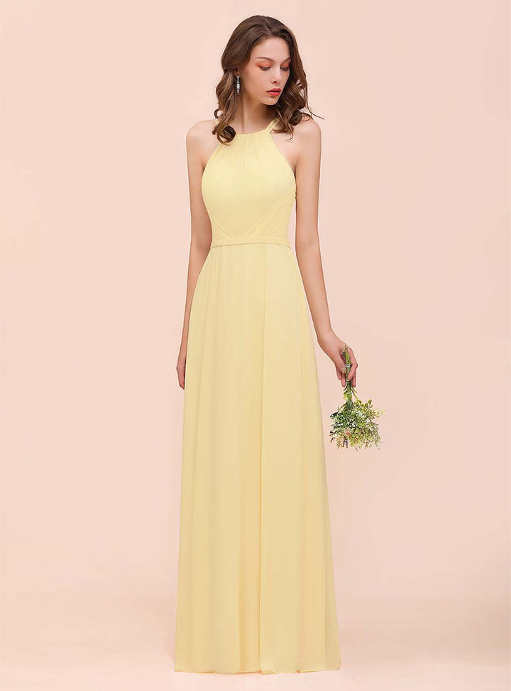 A-Line Sleeveless Chiffon Floor-Length Dress-koscy