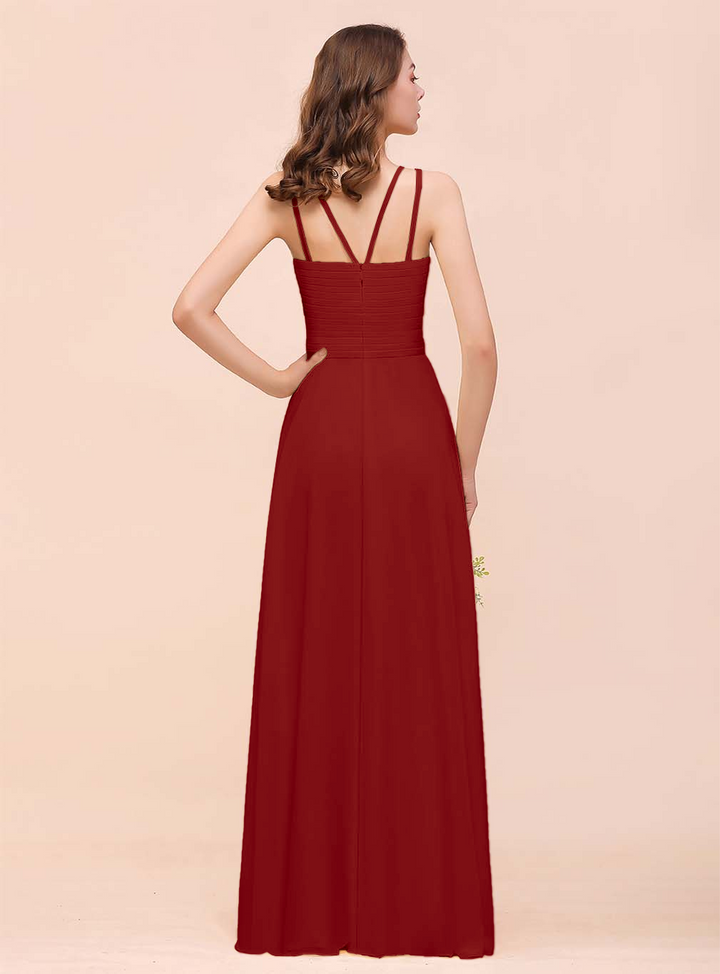 A-Line Sleeveless Chiffon Floor-Length Dress-koscy