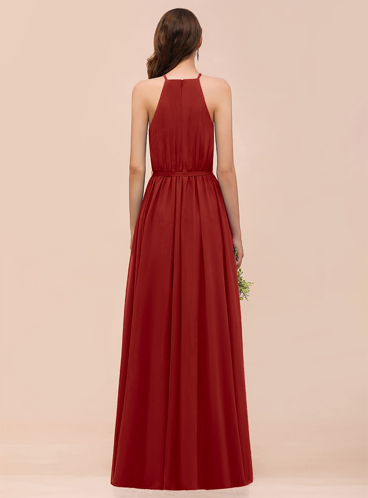 A-Line Sleeveless Chiffon Floor-Length Dress-koscy