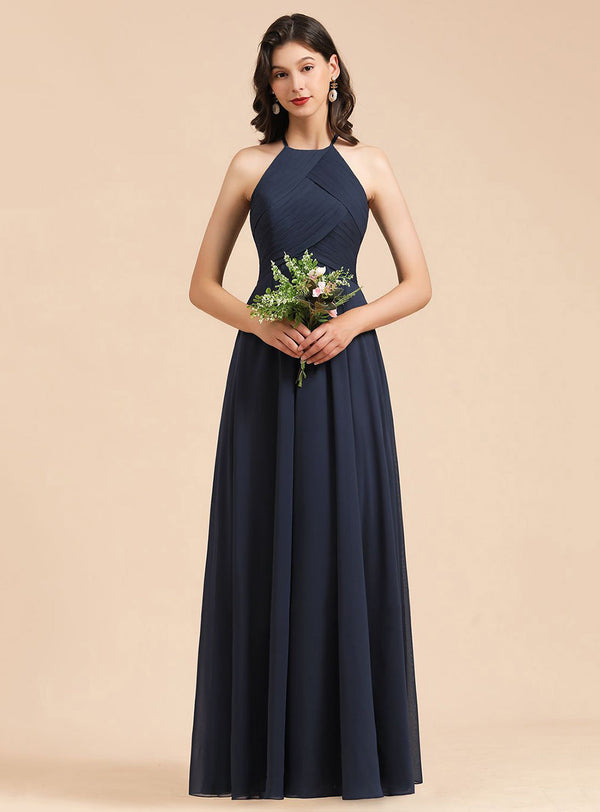 A-Line Sleeveless Chiffon Floor-Length Dress-koscy