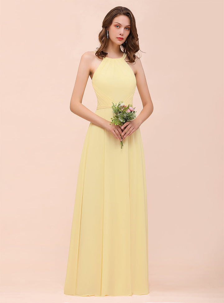 A-Line Sleeveless Chiffon Floor-Length Dress-koscy