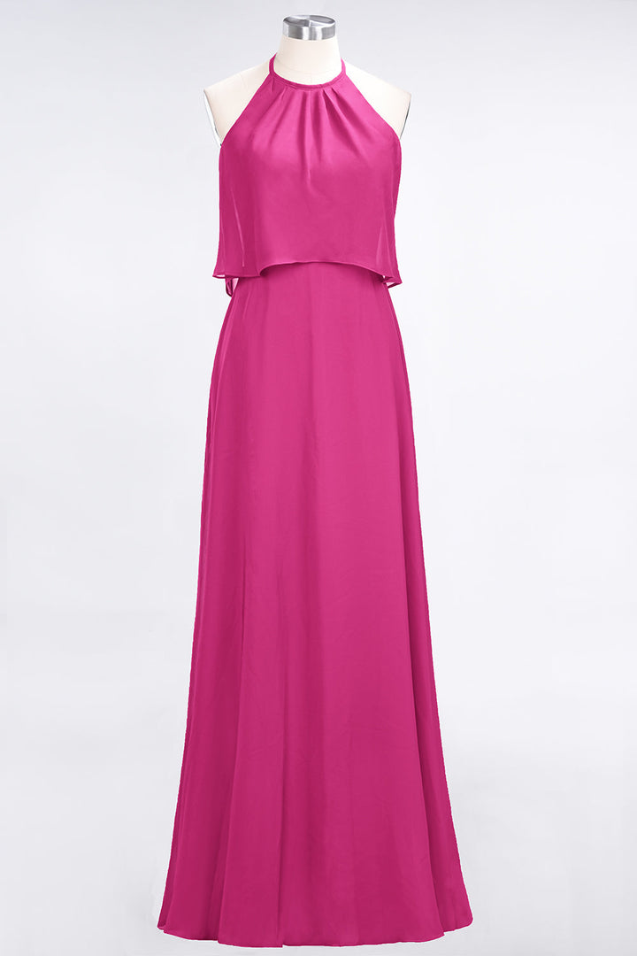 A-line Sleeveless Chiffon Floor-Length Dress Burgundy-koscy