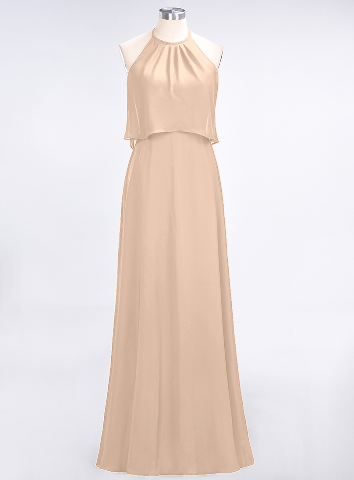 A-line Sleeveless Chiffon Floor-Length Dress Burgundy-koscy