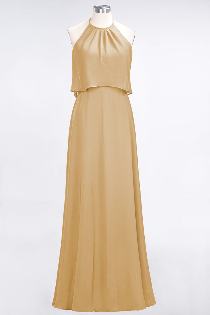 A-line Sleeveless Chiffon Floor-Length Dress Burgundy-koscy