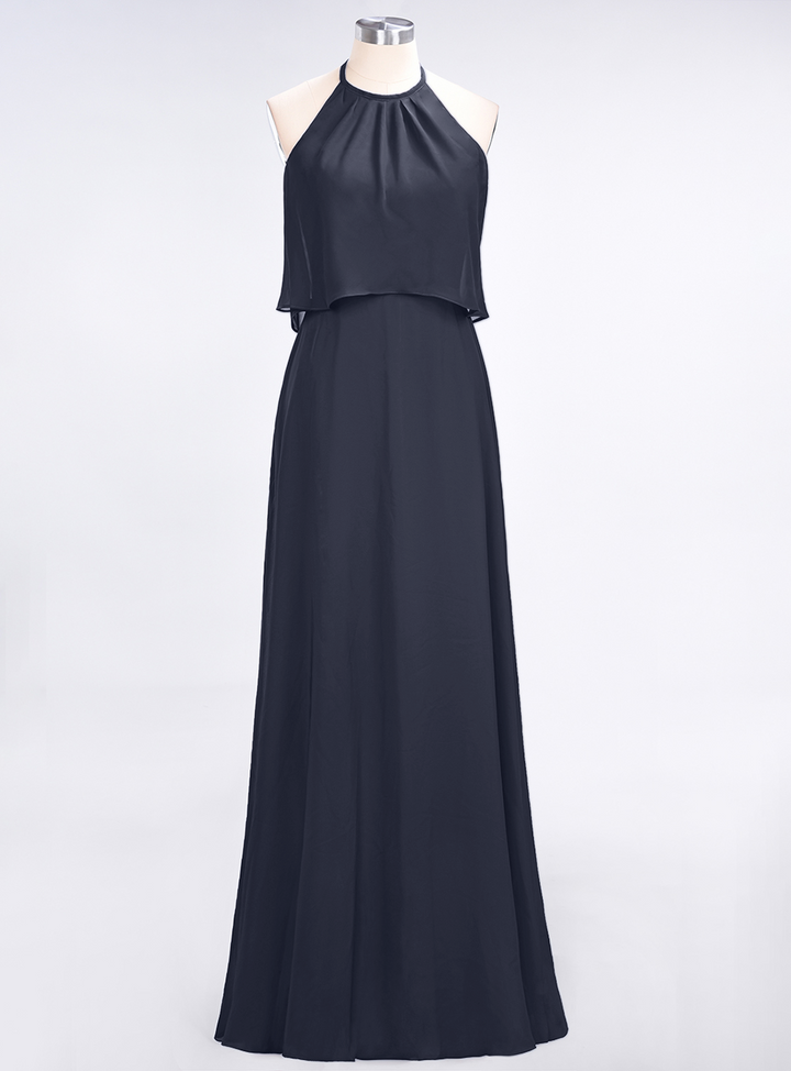 A-line Sleeveless Chiffon Floor-Length Dress Burgundy-koscy