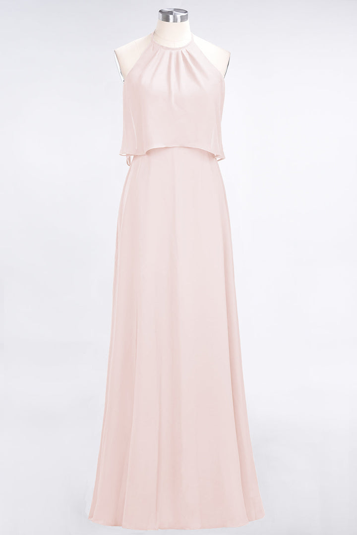 A-line Sleeveless Chiffon Floor-Length Dress Burgundy-koscy