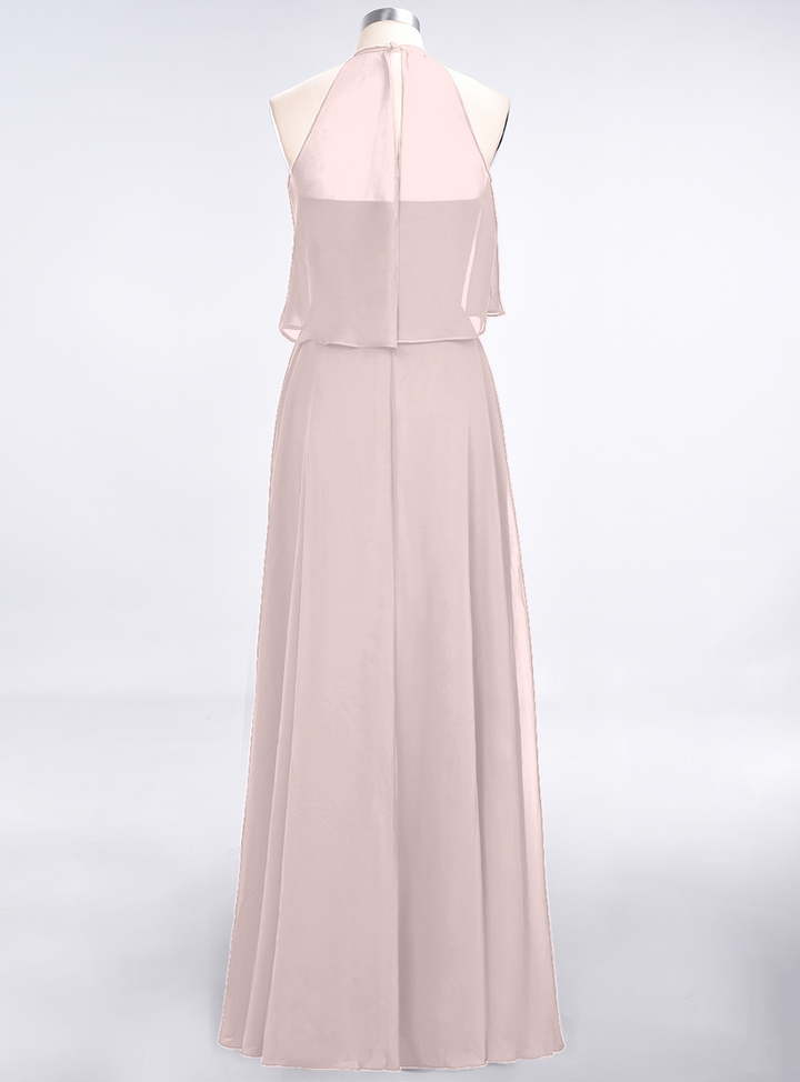 A-line Sleeveless Chiffon Floor-Length Dress Burgundy-koscy