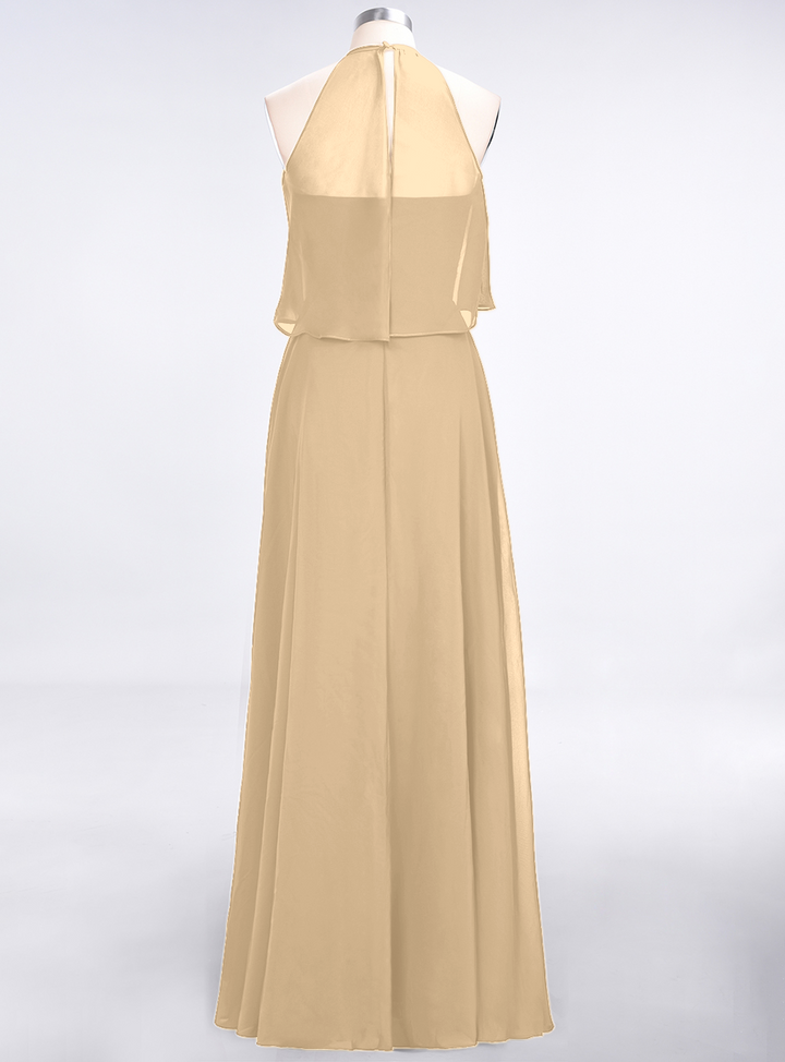 A-line Sleeveless Chiffon Floor-Length Dress Burgundy-koscy